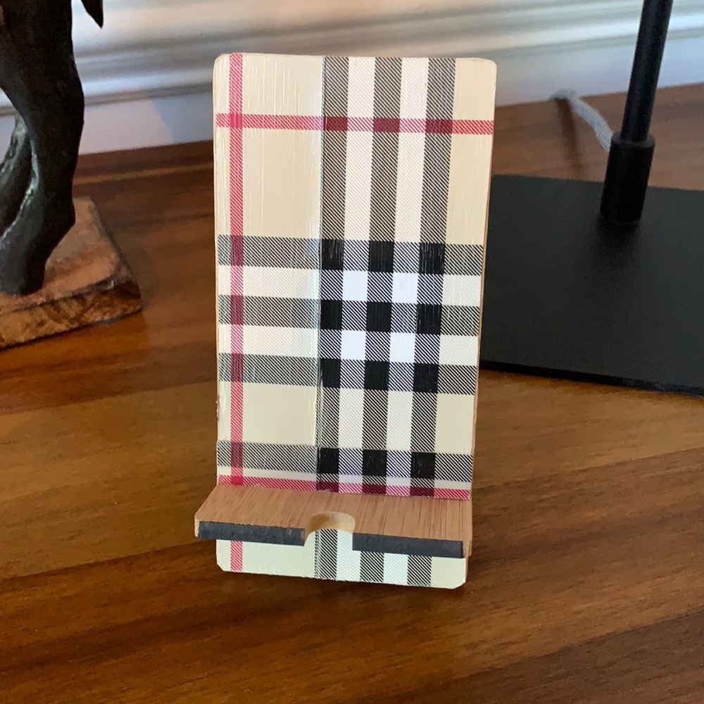 Cell phone charging stand - Bamboo - handmade from authentic materials.  NEW